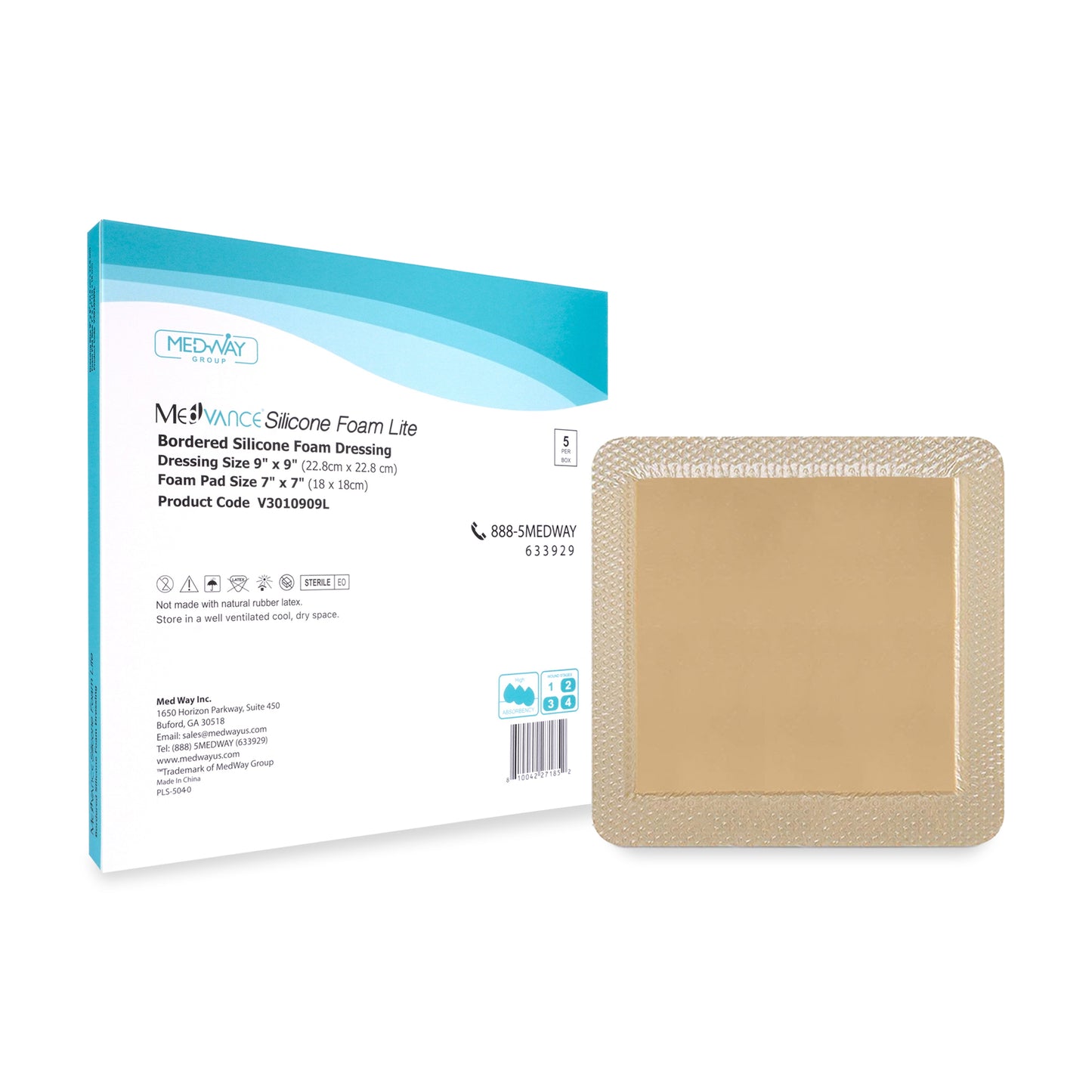 MedVance Bordered Silicone Foam Dressing Lite 9"x9"
