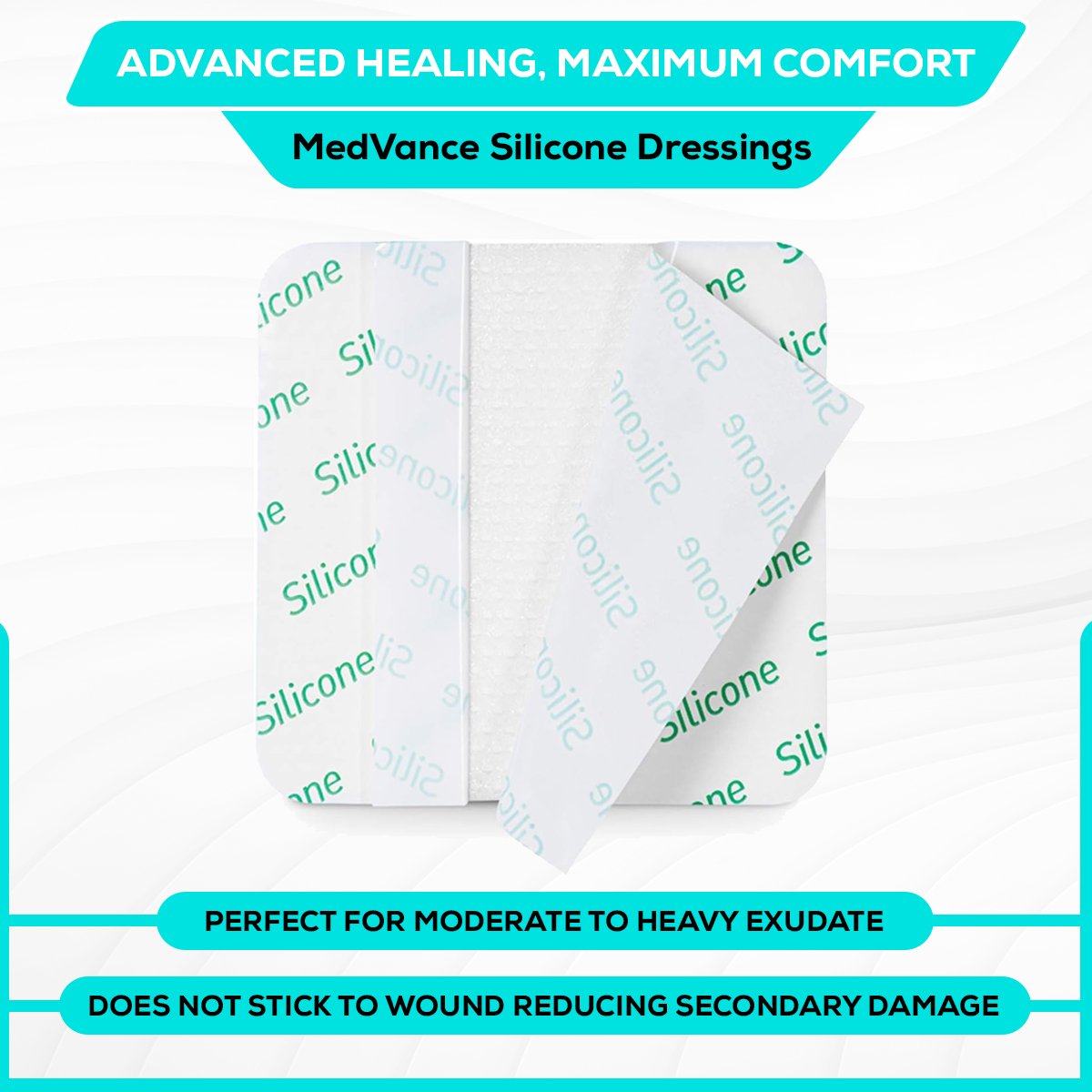MedVance Silicone Non-Bordered Adhesive Wound Dressing, 4"x4"