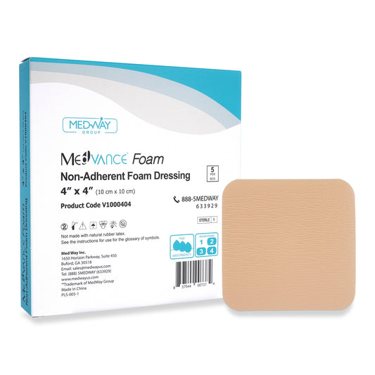 MedVance Foam Non-Bordered Non-Adhesive Wound Dressing, 4"x4", Single Piece