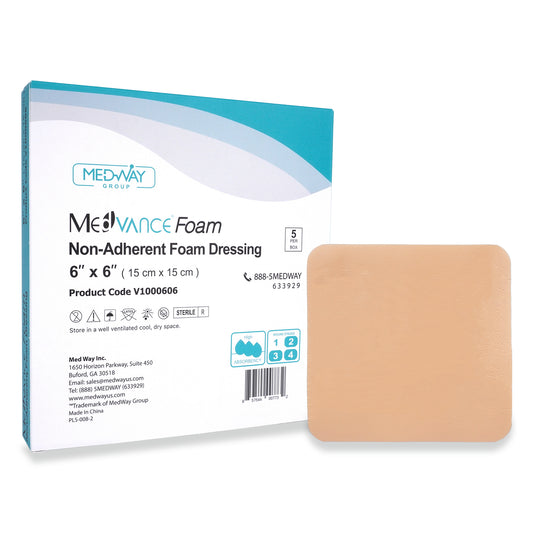 MedVance Foam Non-Bordered Non-Adhesive Wound Dressing, 6"X6", Single Piece