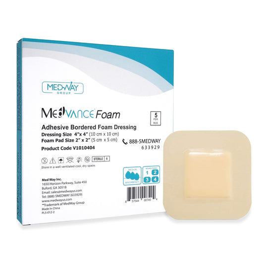 MedVance Foam Bordered Adhesive Wound Dressing, 4"x4", Single Piece