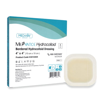 MedVance Hydrocolloid Bordered Adhesive Wound Dressing, 4"x4"