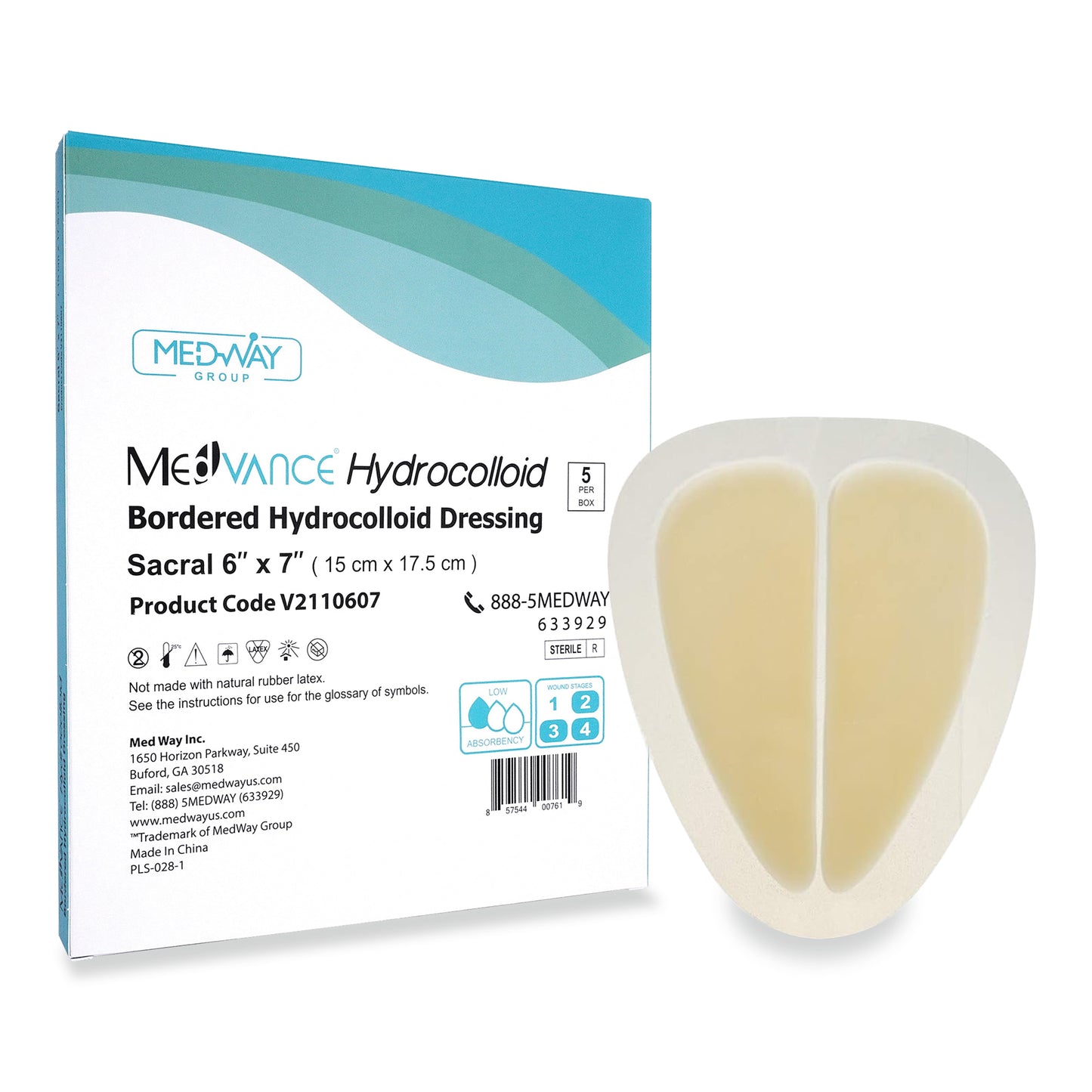 MedVance Hydrocolloid Bordered Adhesive Wound Dressing, 6"X 7", Single Piece