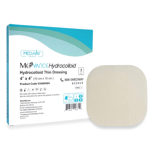 MedVance Hydrocolloid Thin Adhesive Wound Dressing, 4"x4", Single Piece