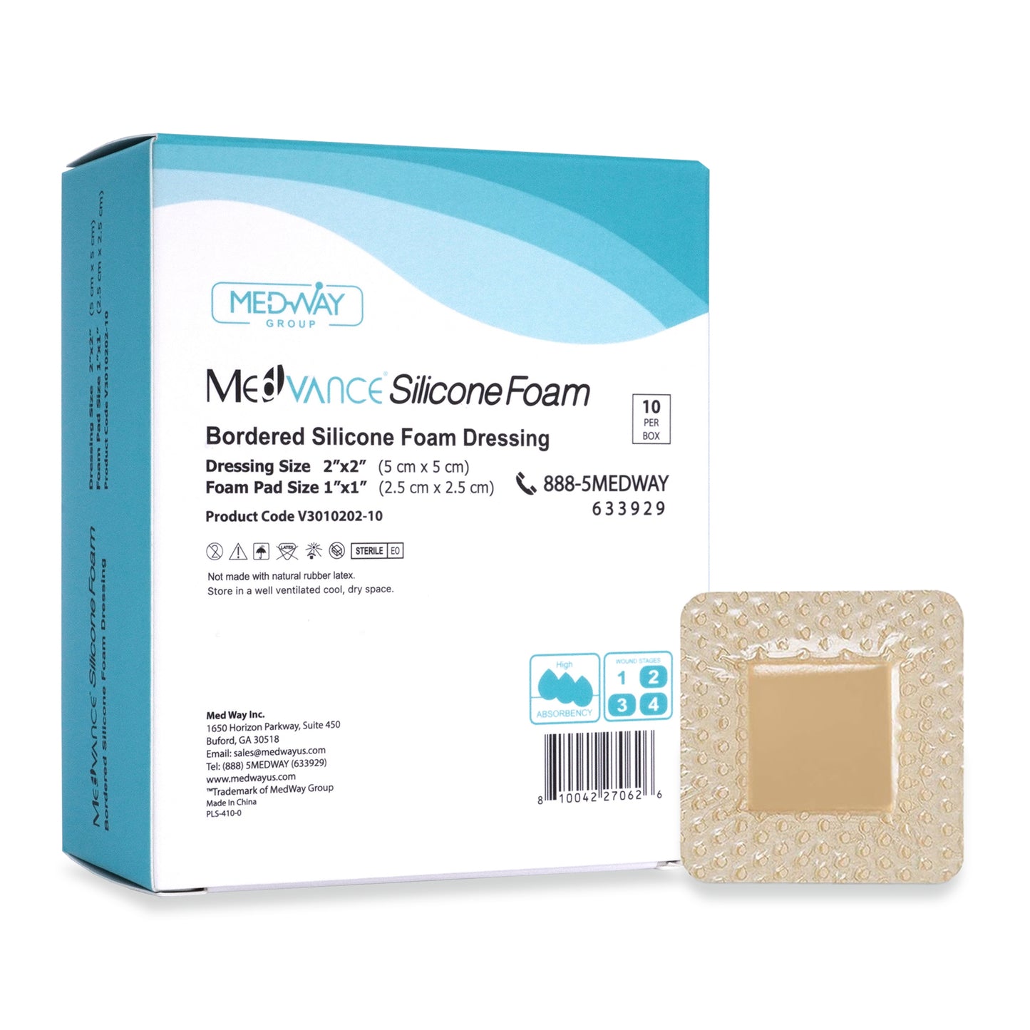 MedVance Silicone Bordered Adhesive Wound Dressing, 2"x2"