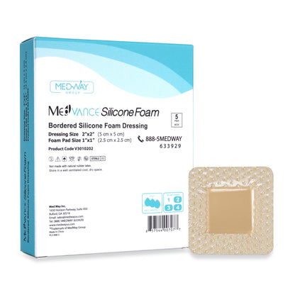 MedVance Silicone Bordered Adhesive Wound Dressing, 2"x2"