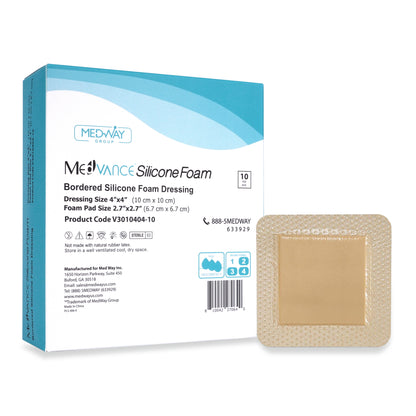 MedVance Silicone Bordered Adhesive Wound Dressing, 4"x4"