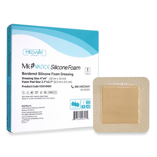 MedVance Silicone Bordered Adhesive Wound Dressing, 4"x4"