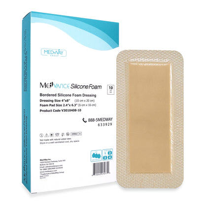 MedVance Silicone Bordered Adhesive Wound Dressing, 4"x8"