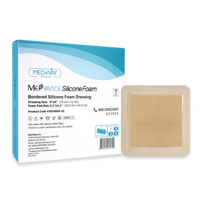 MedVance Silicone Bordered Adhesive Wound Dressing, 6"x6"