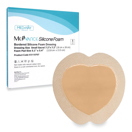 MedVance Silicone Bordered Adhesive Sacral Wound Dressing, 7"x 7"