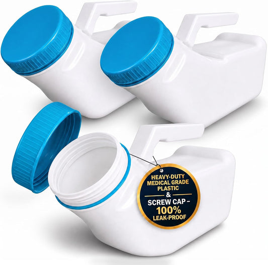 MedVance 1000mL Premium Urinals for Men Spill Proof Glow in Dark Lid 3 Pack