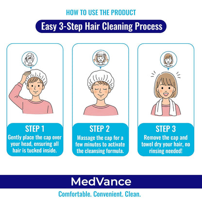 MedVance No Rinse Shampoo Cap- 3 Pack
