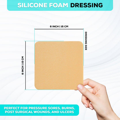MedVance Silicone Non-Bordered Adhesive Wound Dressing, 6"x6", Box of 5