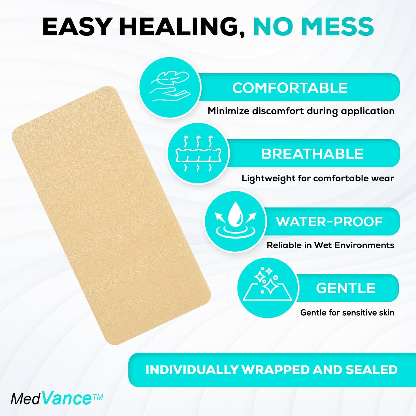 MedVance Silicone Non-Bordered Adhesive Wound Dressing, 4"x8", Box of 5