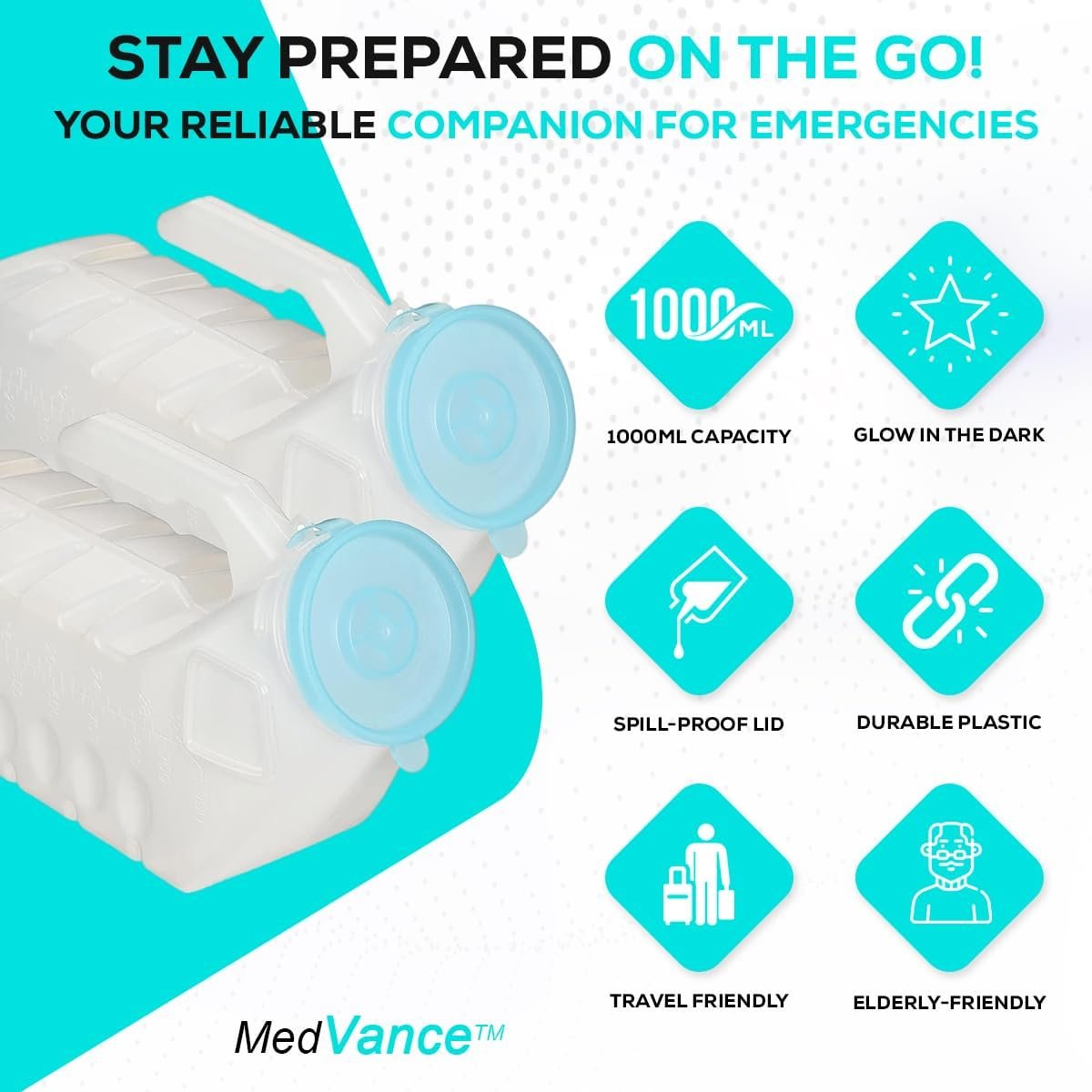 MedVance 1000ml Eco Urinals for Men, 1 Pack