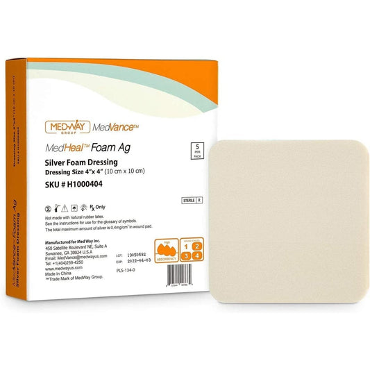 CuraVance Silver Non-Bordered Non-Adhesive Wound Dressing, 4"x 4", Single Piece