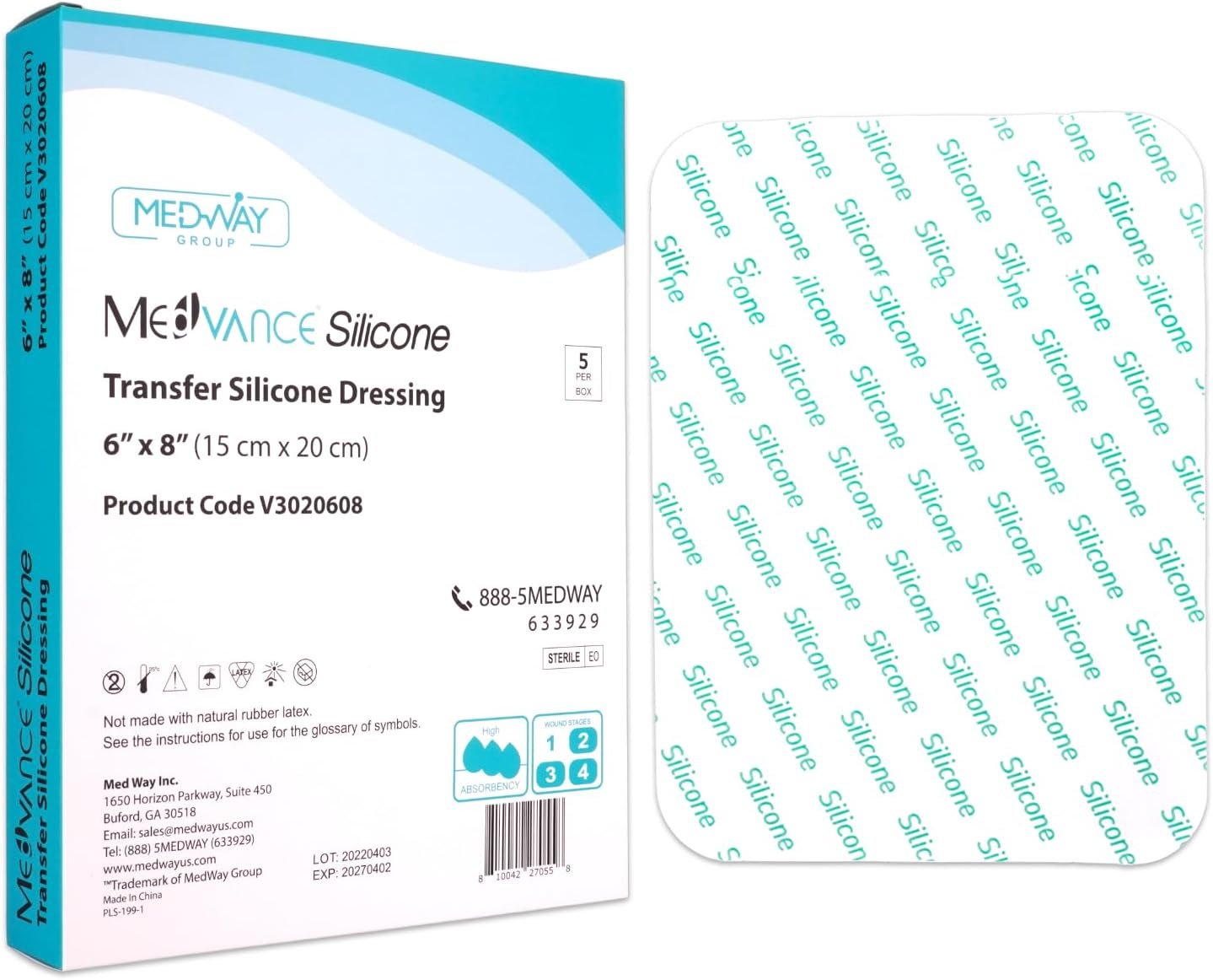 MedVance Silicone Adhesive Transfer Dressing, 6"x8", Single Piece