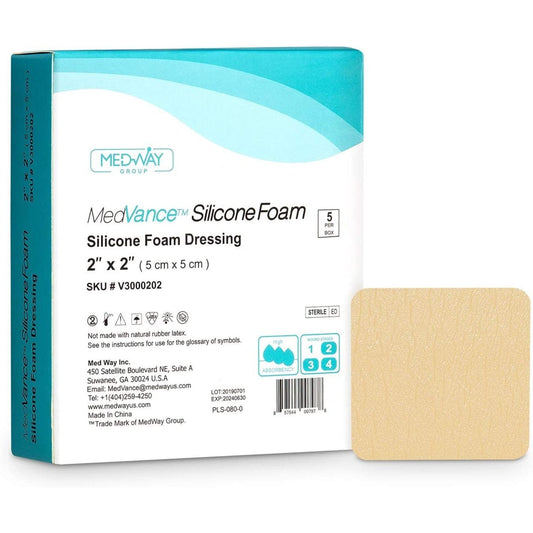 MedVance Silicone Non-Bordered Adhesive Wound Dressing, 2"x2", Single Piece