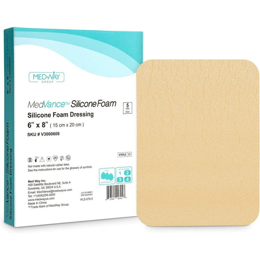 MedVance Silicone Non-Bordered Adhesive Wound Dressing, 6"x8", Box of 5