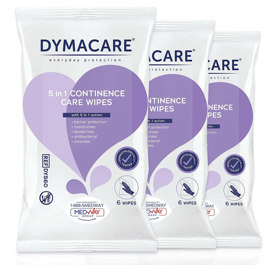 DYMACARE 5 in 1 Continence Care Wipes-  3 Packs