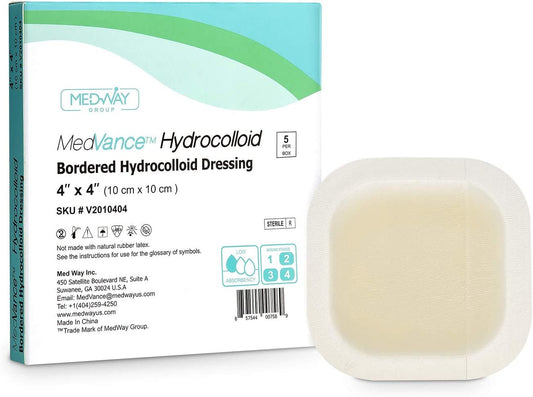 MedVance Hydrocolloid Bordered Adhesive Wound Dressing, 4"x4", Single Piece