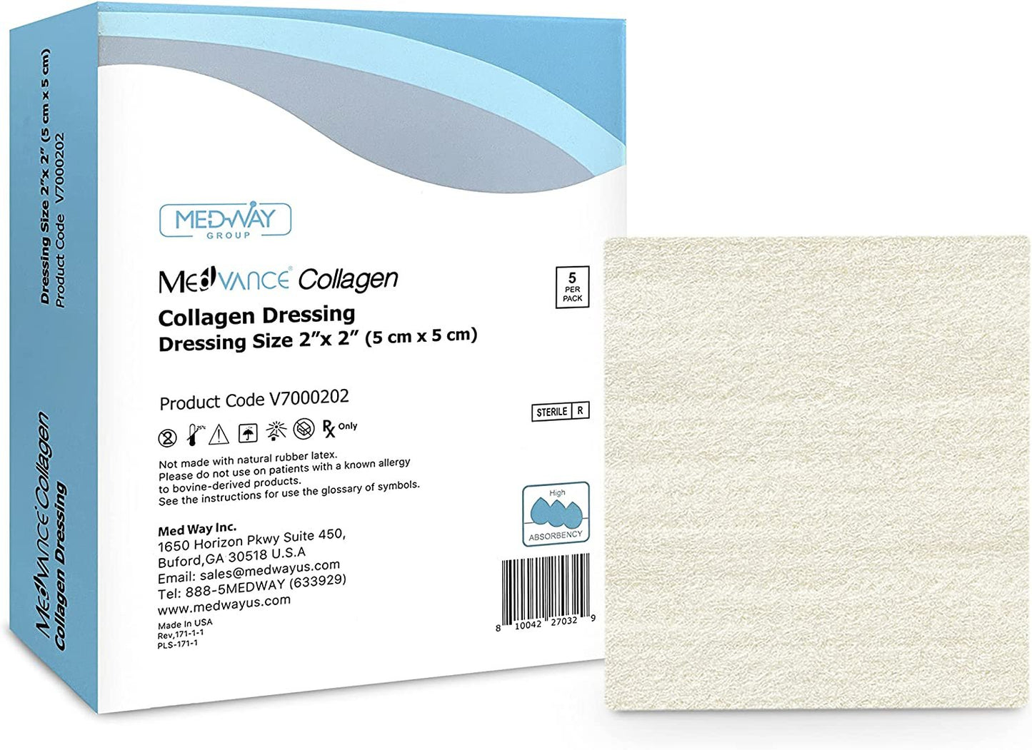 MedVance Collagen Non-Adhesive Wound Dressing, 2"x2", Single Piece