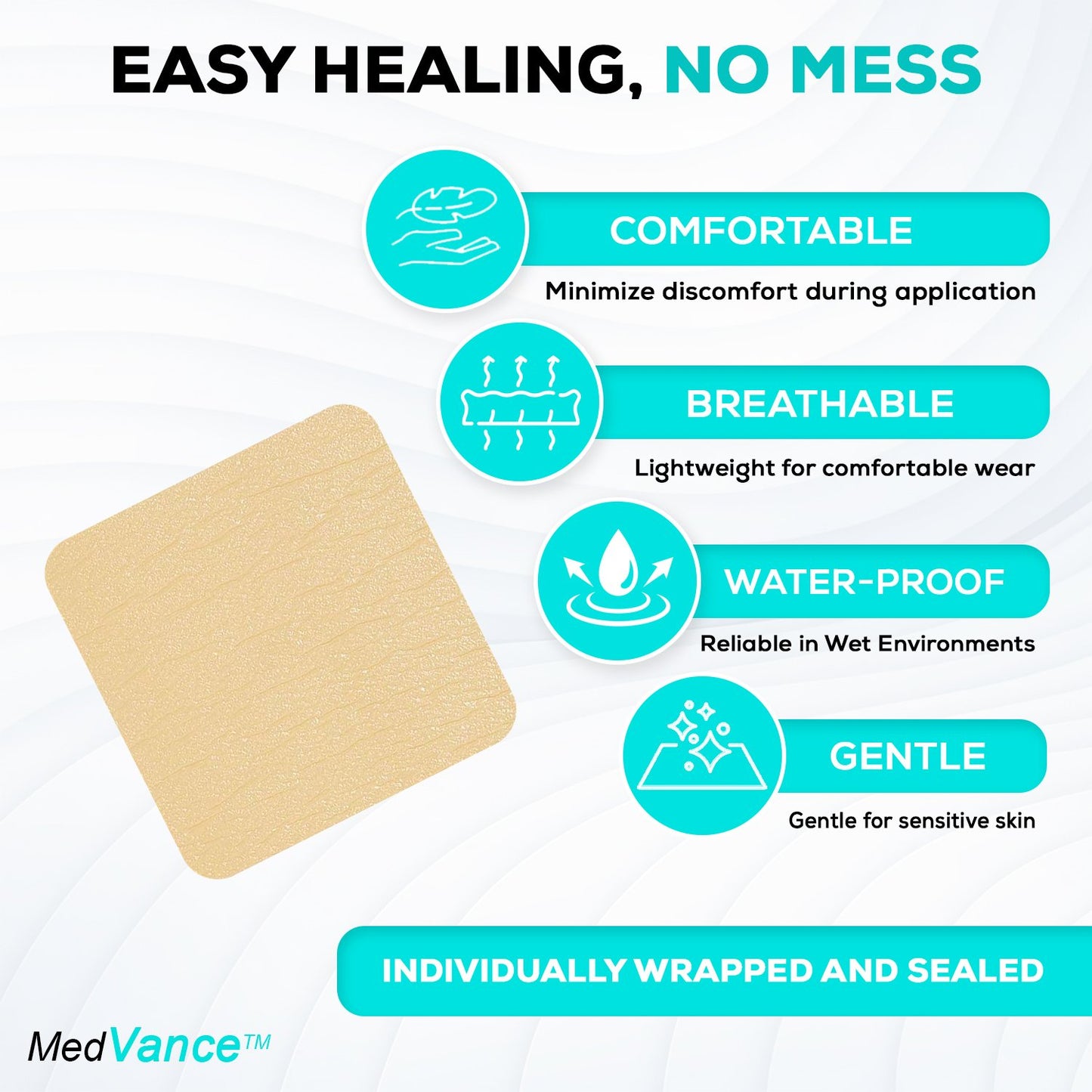 MedVance Silicone Non-Bordered Adhesive Wound Dressing, 3"x3", Box of 5