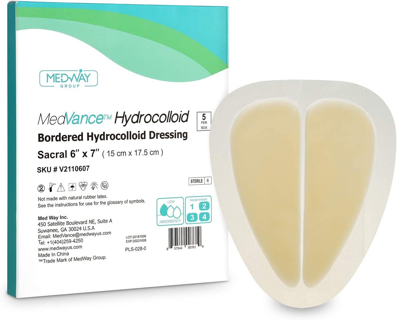 MedVance Hydrocolloid Bordered Adhesive Wound Dressing, 6"X 7", Single Piece