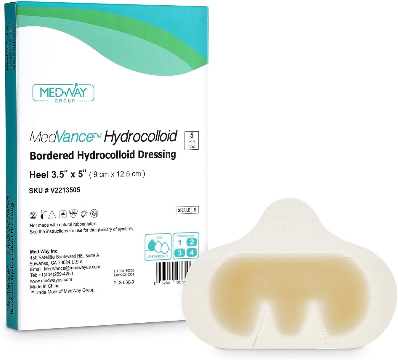 MedVance Hydrocolloid Bordered Adhesive Wound Dressing, 3.5"x5", Single Piece