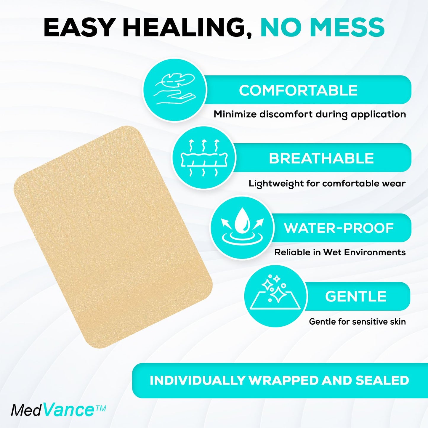 MedVance Silicone Non-Bordered Adhesive Wound Dressing, 6"x8", Box of 5