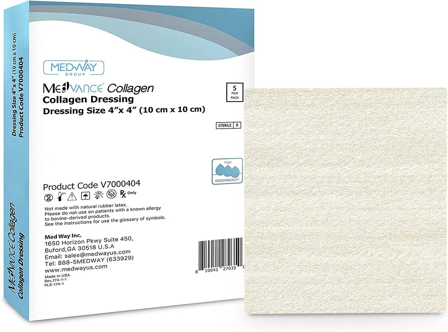MedVance Collagen Non-Adhesive Wound Dressing, 4"x4", Single Piece