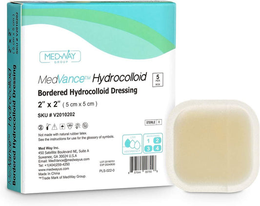 MedVance Hydrocolloid Bordered Adhesive Wound Dressing, 2"×2", Single Piece