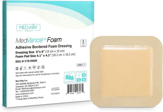 MedVance Foam Bordered Adhesive Wound Dressing, 6"x6"