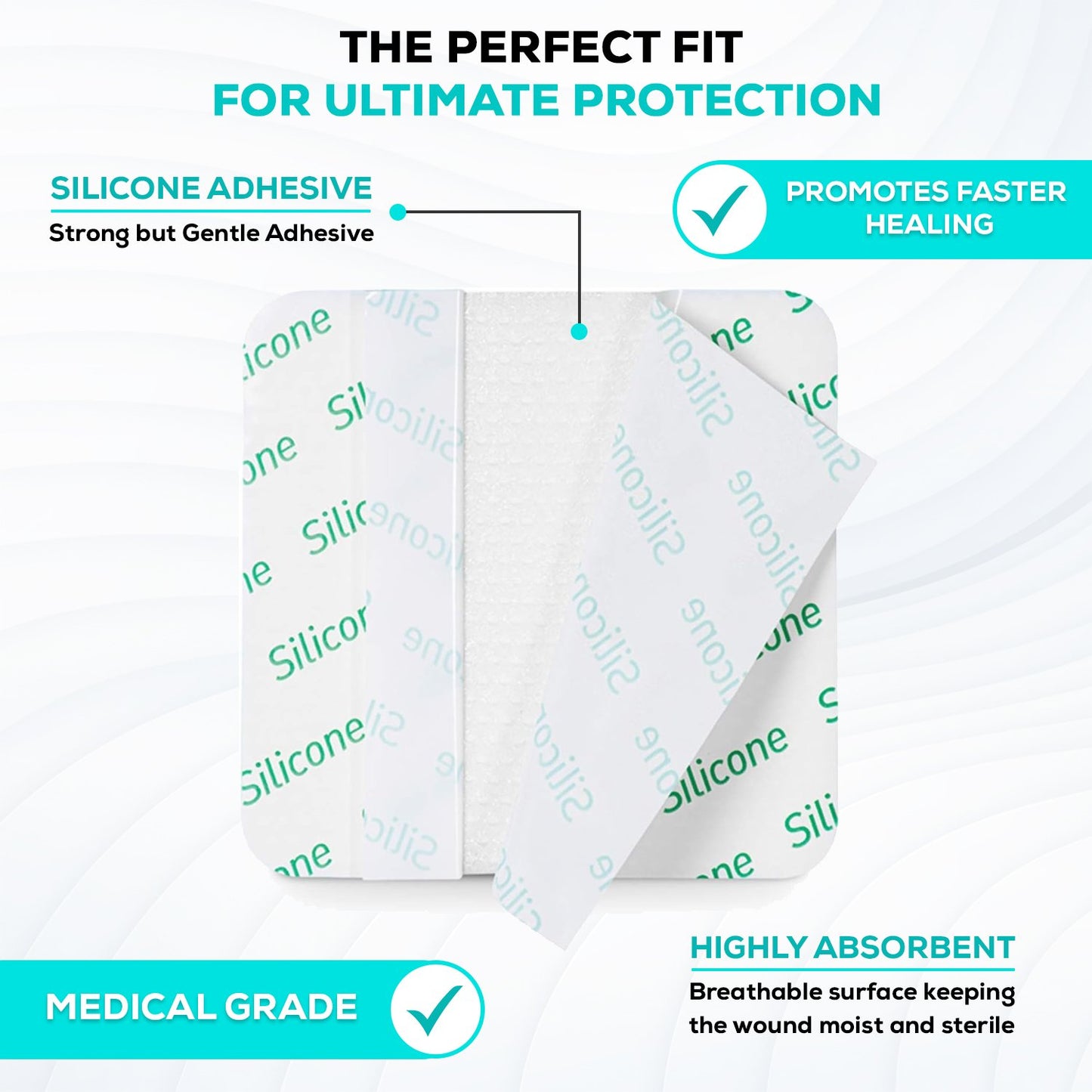 MedVance Silicone Non-Bordered Adhesive Wound Dressing, 4"x4"